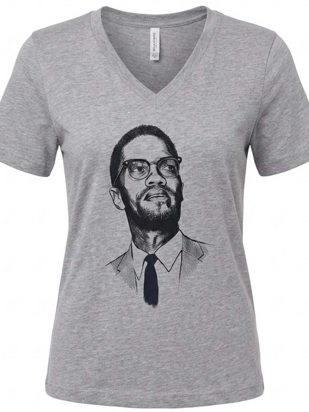 Men's Gray V-Neck Graphic Tee